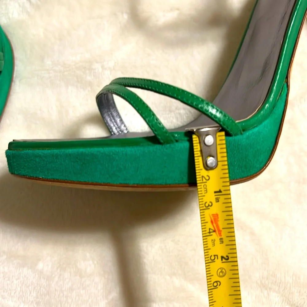 Dsquared2. Green Suede Strappy Heels. Like New. 39/8 Italy